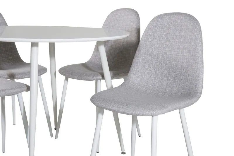 Plaza Matgrupp 100 cm Rund med 4 Polar stolar - Grå (Art.nr 3058667) — Venture Home