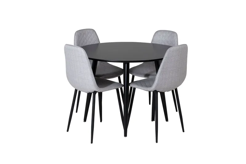 Plaza Matgrupp 100 cm Rund med 4 Polar stolar - Svart (Art.nr 3059713) — Venture Home