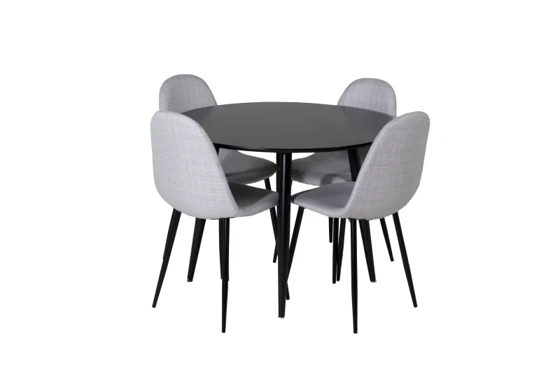 Plaza Matgrupp 100 cm Rund med 4 Polar stolar - Svart (Art.nr 3059729) — Venture Home