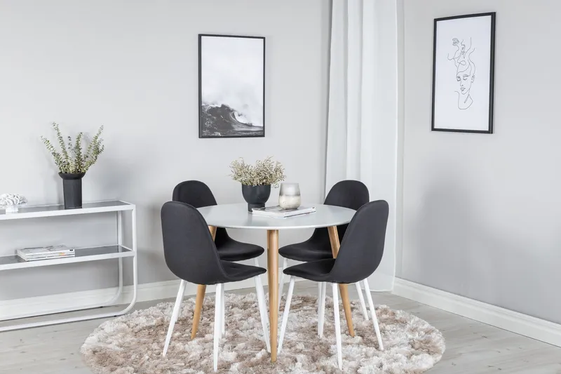 Plaza Matgrupp 100 cm Rund med 4 Polar stolar - Svart (Art.nr 3059739) — Venture Home