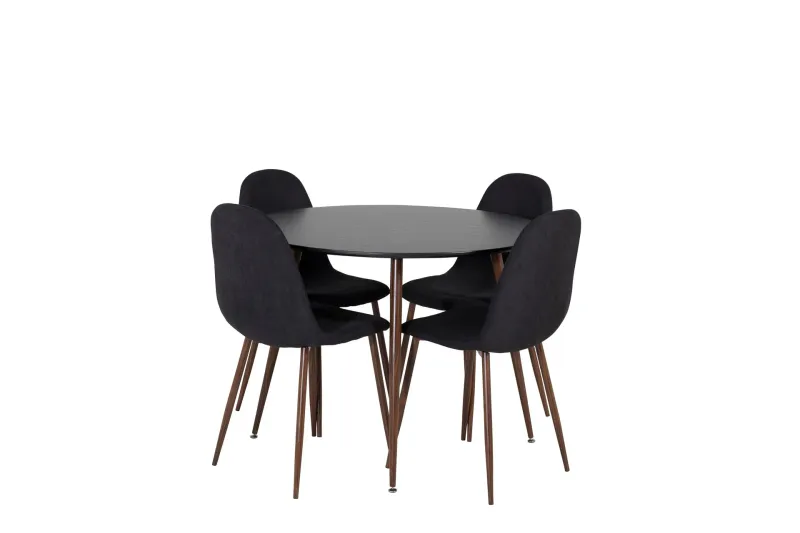 Plaza Matgrupp 100 cm Rund med 4 Polar stolar - Svart (Art.nr 3058696) — Venture Home