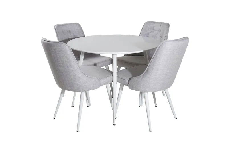 Plaza Matgrupp 100 cm Rund med 4 Velvet Deluxe stolar - Grå — Venture Home