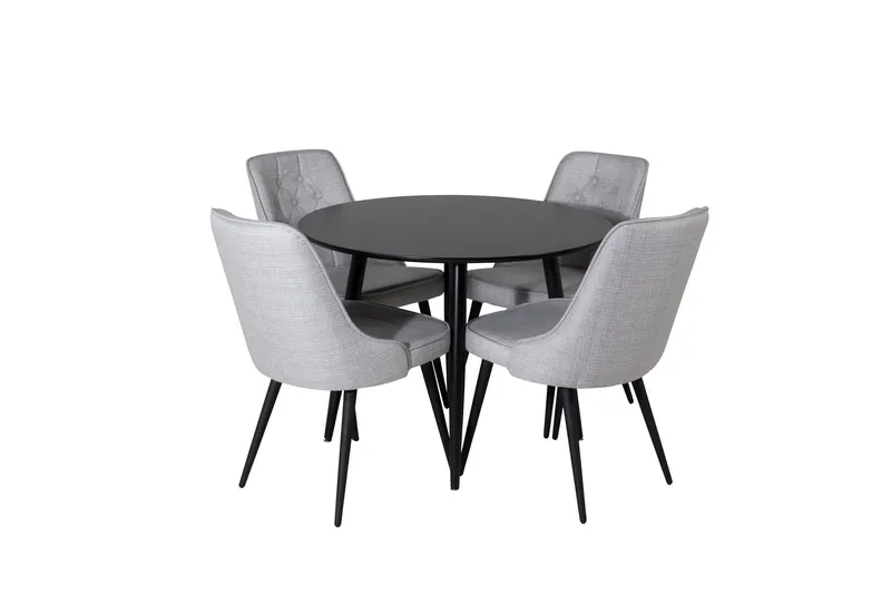 Plaza Matgrupp 100 cm Rund med 4 Velvet Deluxe stolar - Svart (Art.nr 3059708) — Venture Home