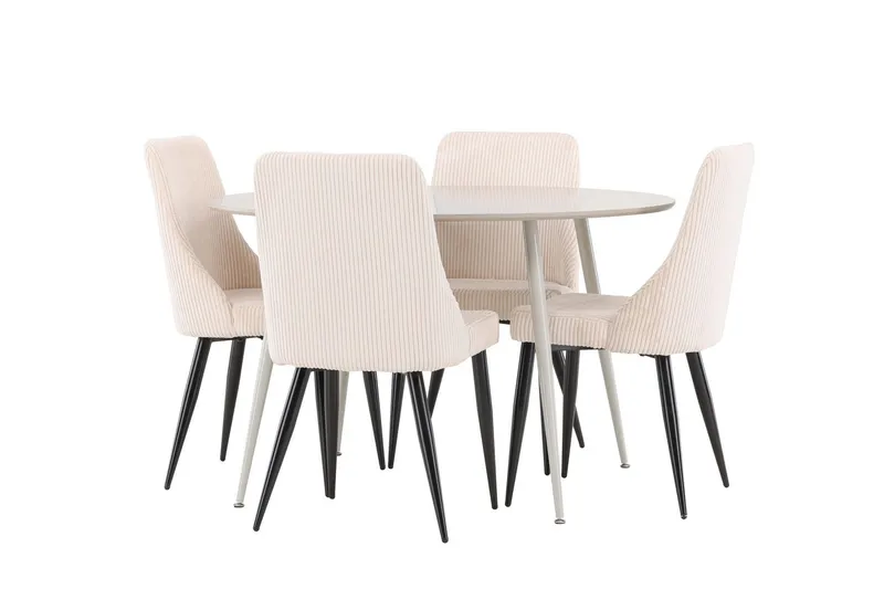 Plaza Matgrupp 120 cm Rund med 4 Leone stolar - Beige/Beige — Venture Home