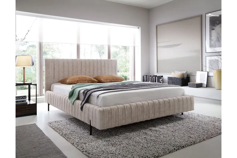 Plissa Sängram 160x200 cm - Beige — Beige