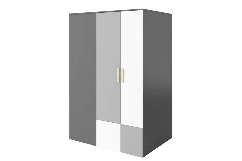 Pok Garderob 130x93x193 cm - Grå/Svart/Vit (Art.nr 500202) — Grå/Svart/Vit