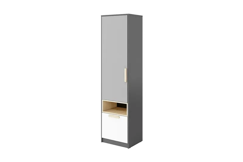 Pok Garderob 50x40x193 cm - Grå/Svart/Vit — Grå/Svart/Vit