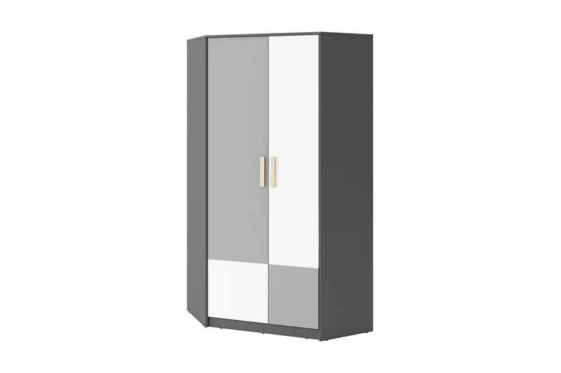Pok Garderob 95x95x193 cm - Grå/Svart/Vit — Grå/Svart/Vit