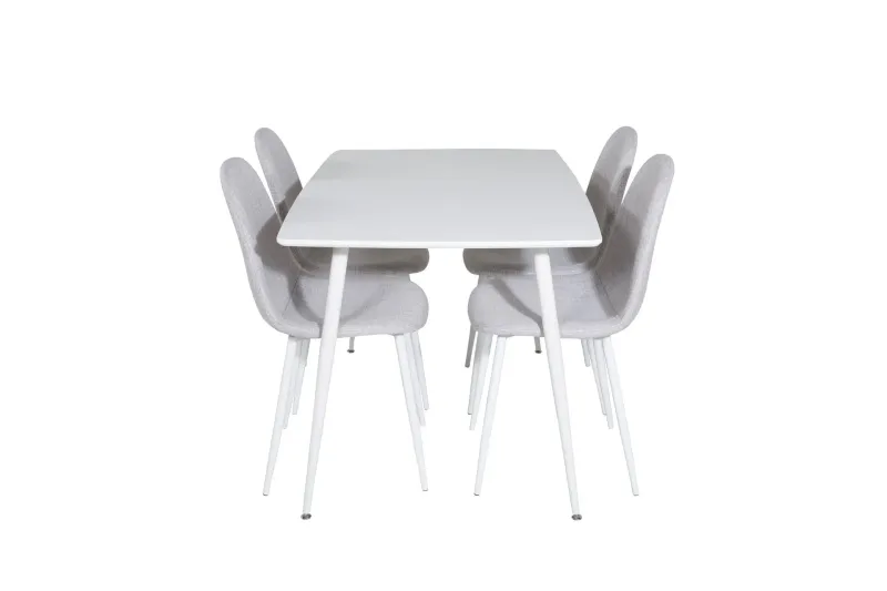 Polar Matgrupp 120 cm Rektangulär med 4 Polar stolar - Ljusgrå — Venture Home