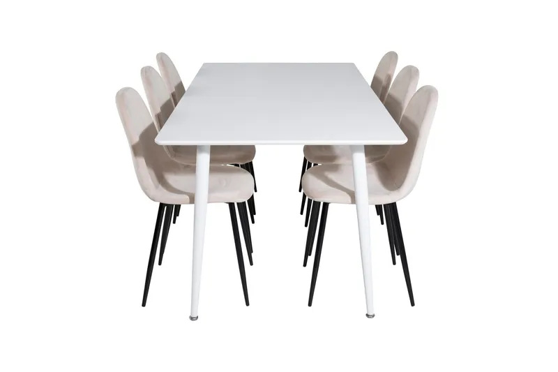 Polar Matgrupp 180 cm Rektangulär med 6 Polar stolar - Beige — Venture Home