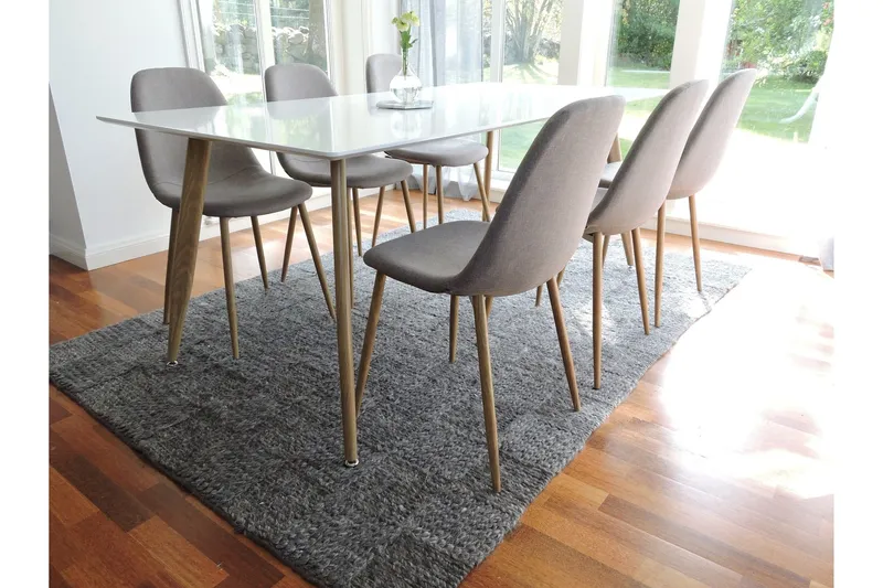 Polar Matgrupp 180 cm Rektangulär med 6 Polar stolar - Natur — Venture Home