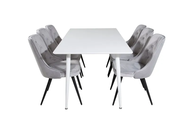 Polar Matgrupp 180 cm Rektangulär med 6 Velvet Deluxe stolar - Svart — Venture Home