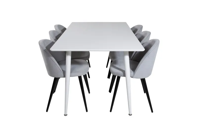 Polar Matgrupp 180 cm Rektangulär med 6 Velvet stolar - Svart (Art.nr 3059149) — Venture Home