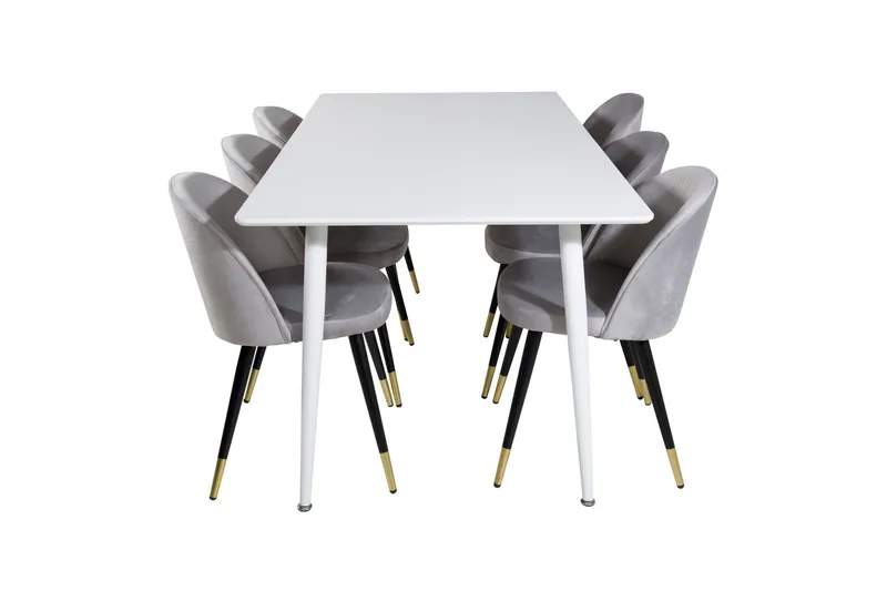Polar Matgrupp 180 cm Rektangulär med 6 Velvet stolar - Svart/Guld — Venture Home
