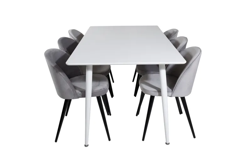 Polar Matgrupp 180 cm Rektangulär med 6 Velvet stolar - Svart (Art.nr 3059008) — Venture Home