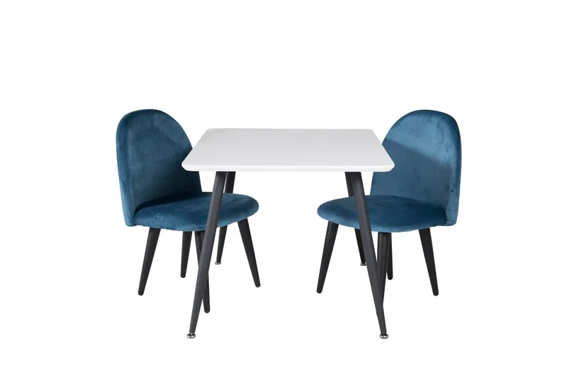 Polar Matgrupp 80 cm Rektangulär med 2 Velvet stolar - Svart — Venture Home