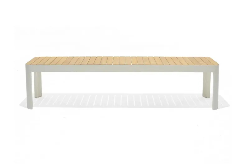 Portals Utebänk 182 cm - Vit/trä — Lifestyle Garden