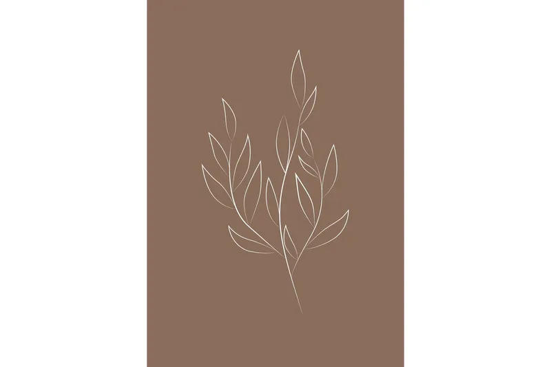 Poster Drawed leaf 21x30 cm - Brun — Venture Home