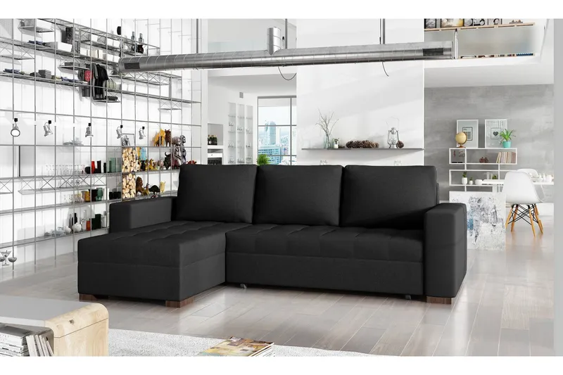 Potes Bäddsoffa med Divan - Svart — Svart