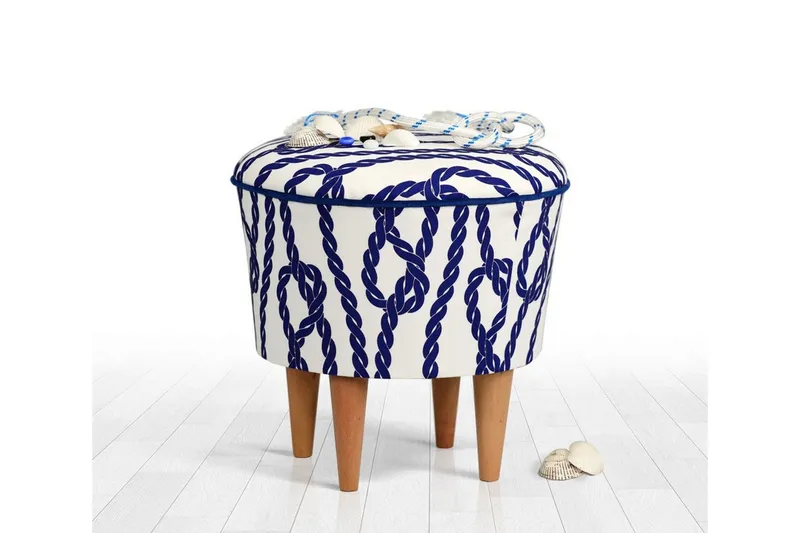 Pradera Sittpuff 42 cm - Blå/Vit — Blå/Vit