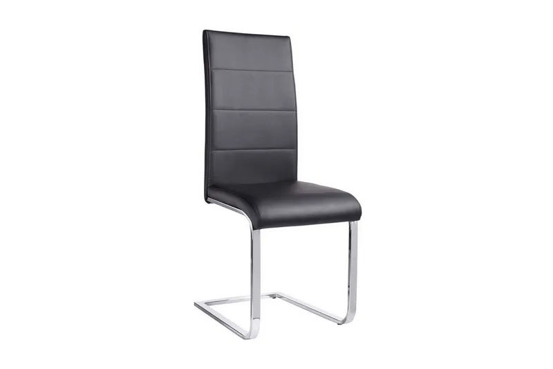 Prados Matstol Konstläder 2-pack - Svart/Krom — Loft24