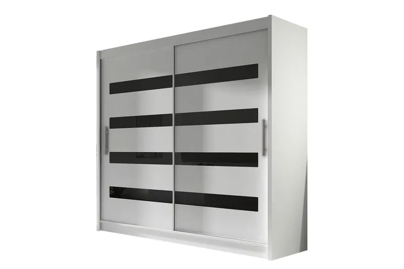 Prag Garderob 180x57x215 cm LED-belysning - Vit/Svart — Scandinavian Choice