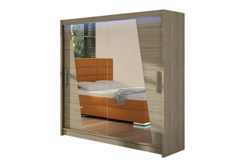 Prag Garderob med Spegel 180x215 cm - Beige — Scandinavian Choice