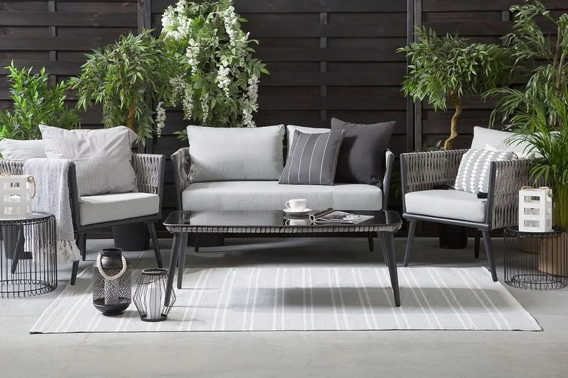 Preveza Loungegrupp Utomhus 120 cm - Grå — Grå