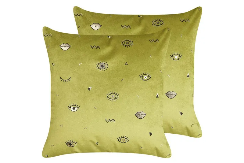 Prydnadskuddar Aeonium set om 2 Grön/Svart - Grön/Svart — Grön/Svart