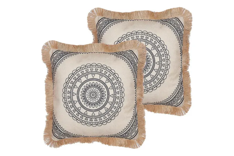 Prydnadskuddar Agrimony set om 2 Beige/svart - Beige/svart — Beige/svart