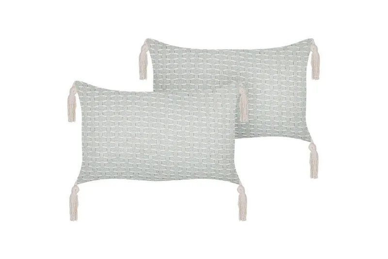 Prydnadskuddar Hakone set om 2 Grön/beige, Rektangulär - Grön/beige, Rektangulär — Grön/beige, Rektangulär