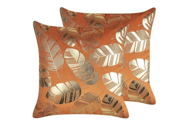 Prydnadskuddar Sunflower set om 2 Orange/guld - Orange/guld — Orange/guld