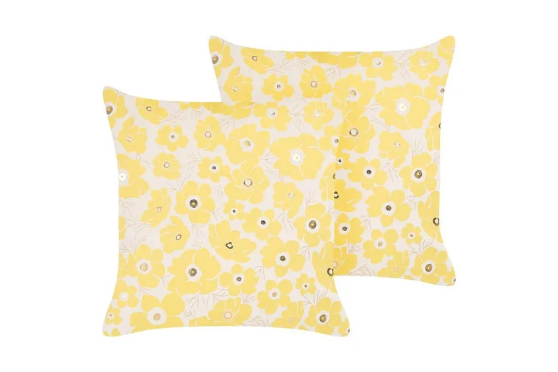 Prydnadskuddar Triteleia set om 2 Gul/Beige/Guld - Gul/Beige/Guld — Gul/Beige/Guld