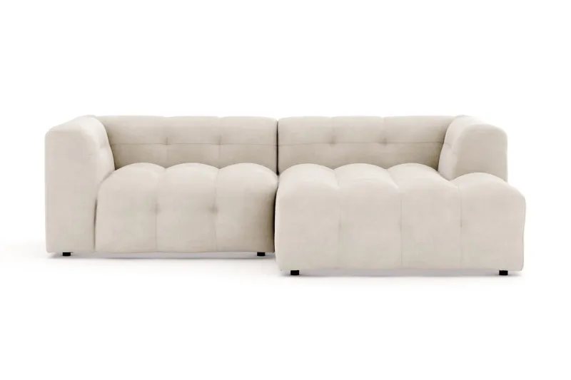 Puffy 3-sits bubblig soffa med divan höger - Beige — Andrarum