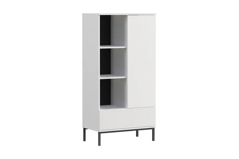 Querty Bokhylla 70x140x41 cm - Vit/Svart — Vit/Svart