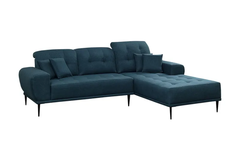 Rapale 3-sits Soffa med Divan Höger med Kuddar - Blå — Blå