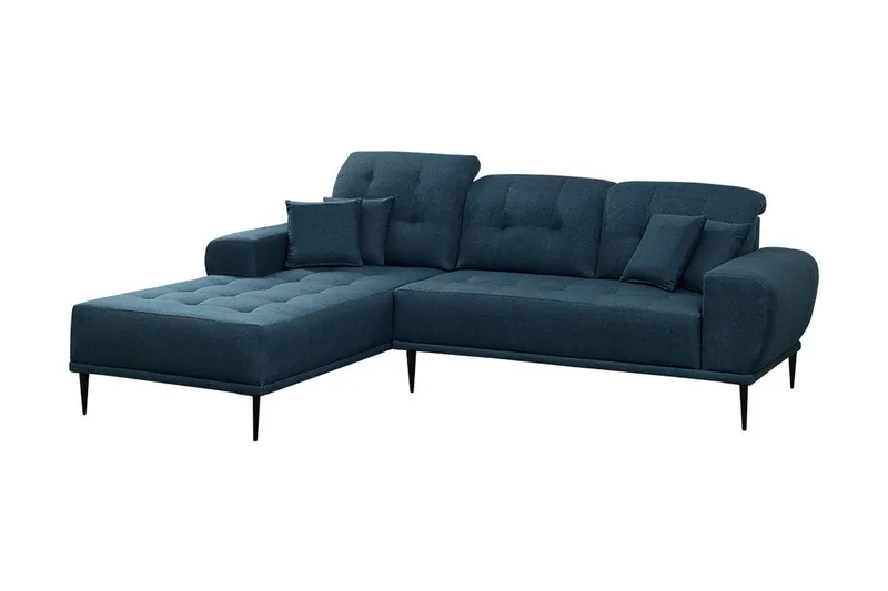 Rapale 3-sits Soffa med Divan Vänster med Kuddar - Blå — Blå