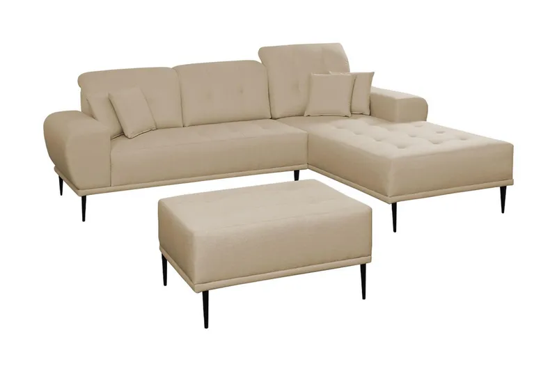 Rapale Soffgrupp Höger med Fotpall - Beige — Beige