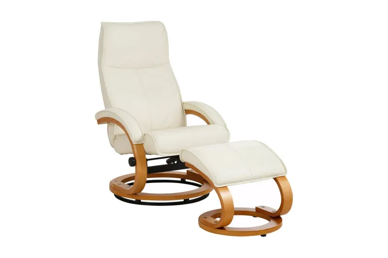 Recliner\|Ottoman Paprika Cream Genuine Läder \|Bokf - Beige — Loft24