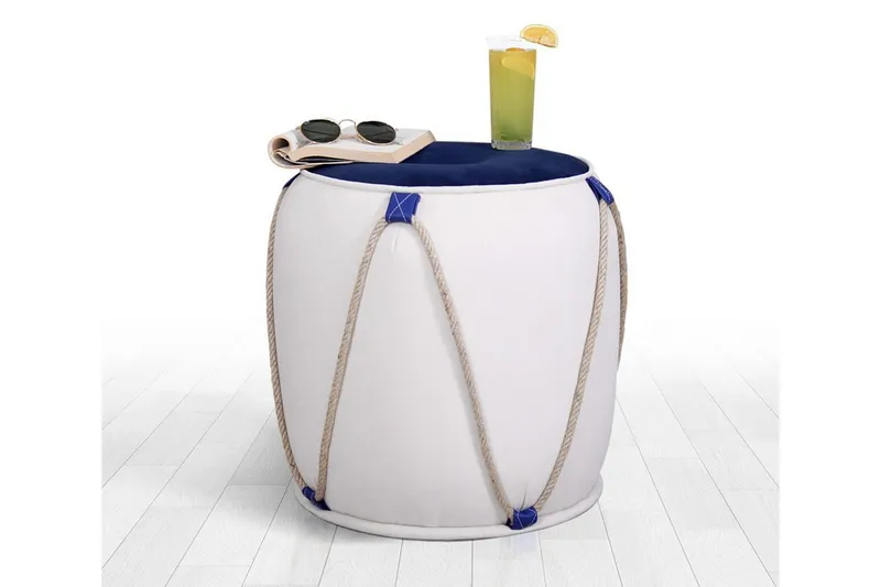Redlands Sittpuff 42 cm - Vit/Blå — Vit/Blå