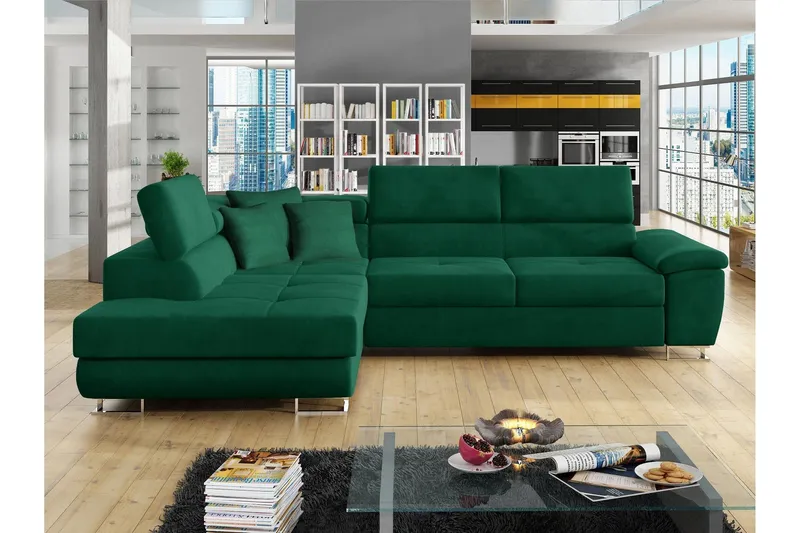 Reginia Bäddsoffa m. Schäslong 3-sits - Grön — Grön