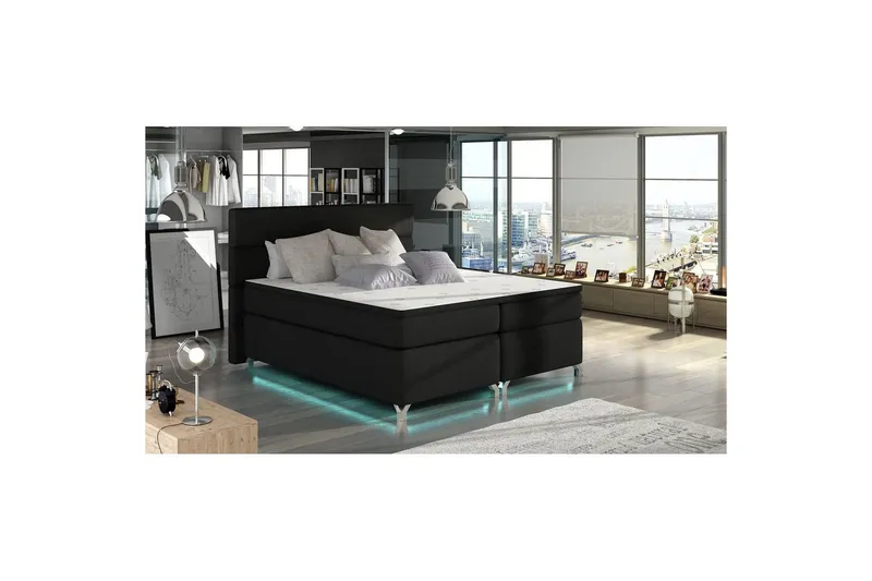 Resårbotten Eltap Amadeo med LED - Flores 10, Svart, 160x200 cm — Flores 10, Svart, 160x200 cm