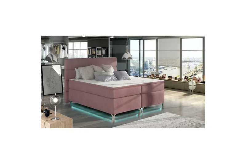 Resårbotten Eltap Amadeo med LED - Mat Velvet 63, Rosa, 160x200 cm — Mat Velvet 63, Rosa, 160x200 cm