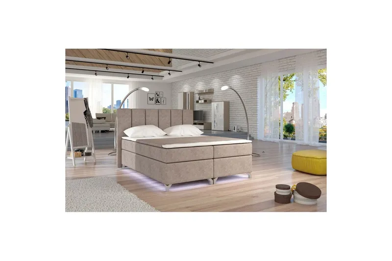 Resårbotten Eltap Basilio med LED - Dora 22, Beige, 160x200 cm — Dora 22, Beige, 160x200 cm