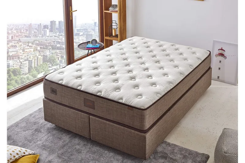 Resårmadrass 200x200 cm - Vit/Beige — Vit/Beige