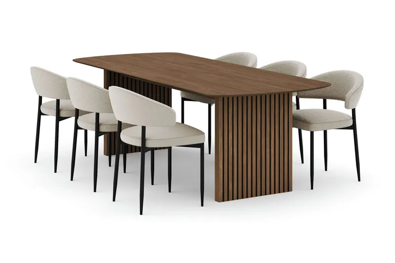 Richeto Matbord 240 cm med 6 Sawako Stolar - Ek — Bark