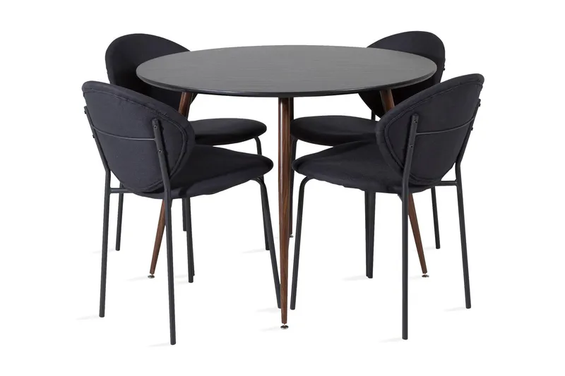 Ridones Matgrupp Runt inkl 4 Moncoll Stolar - Svart/Brun — Venture Home