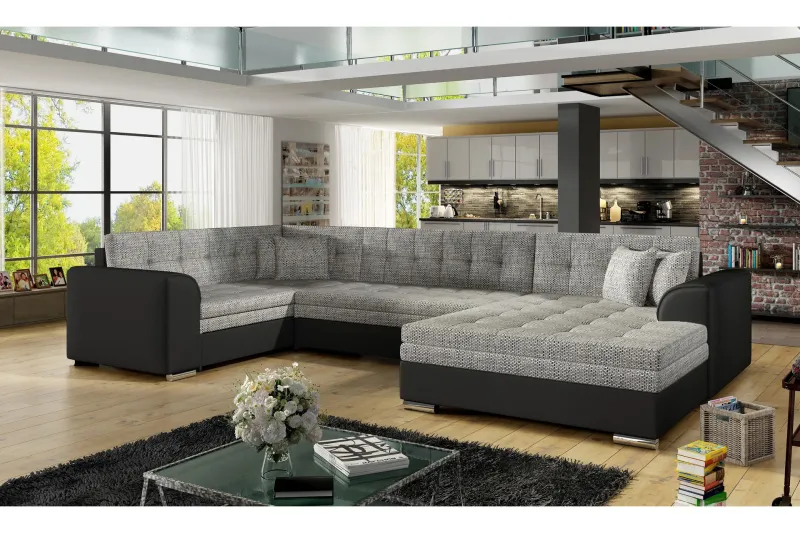 Rineta Bäddsoffa med Dubbeldivan - Grå/Svart (Art.nr 697287) — Grå/Svart