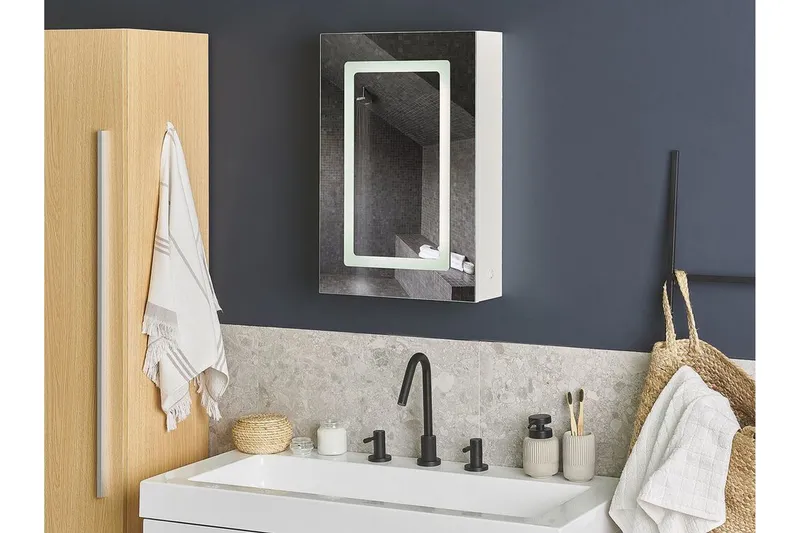 Roconda Badrumsskåp 40 cm Spegel med LED-belysning - Vit — Vit
