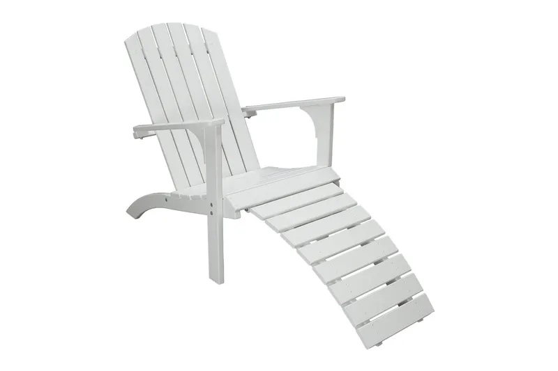 Rolston Däckstol med Fotpall - Vit — Comfort Garden